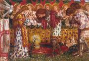How Sir Galahad,Sir Bors and Sir Percival were Fed with the Sanc Grael But Sir Percival's Sister Died by the Way (mk28), Dante Gabriel Rossetti